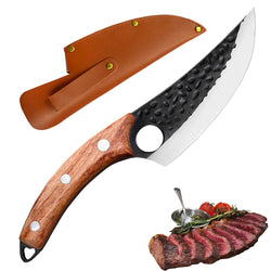 Chef Knife with Sheath Kitchen Knife Hand Forged Boning Knife Japanese Style Full Tang Butcher Meat Viking Knives for Home Outdoor Camping