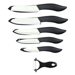 Ceramic Knife Set Black 6 Piece Kitchen Knife Set with Sheath Covers and Peeler Set - kitchen Chef Chef's Paring Bread Set