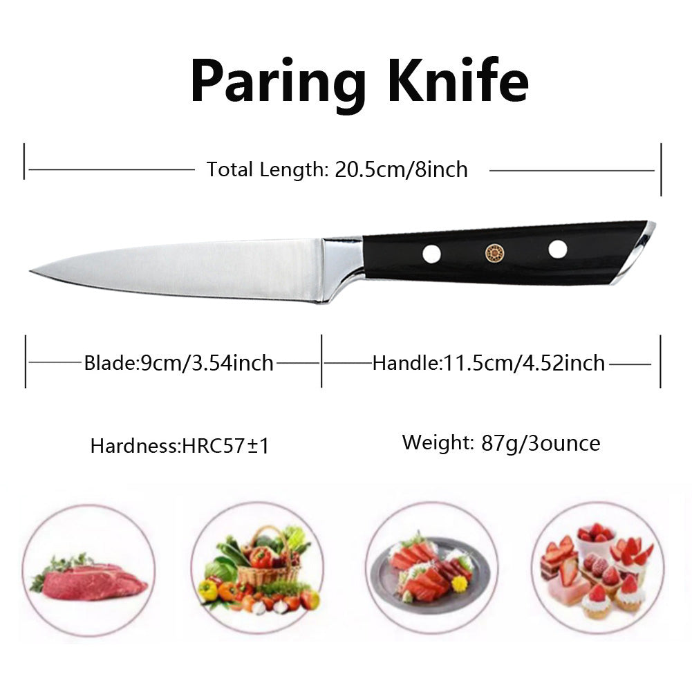 Astylway Paring Knife 3.5 inch Small Kitchen Knife Manual Sharpened 5Cr15Mov Stainless Steel Fruit Knife Full Tang with 3 Rivets in Ergonomic Pakkawood Handle