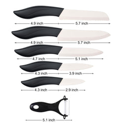 Ceramic Knife Set Black 6 Piece Kitchen Knife Set with Sheath Covers and Peeler Set - kitchen Chef Chef's Paring Bread Set