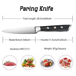 Astylway Paring Knife 3.5 inch Small Kitchen Knife Manual Sharpened 5Cr15Mov Stainless Steel Fruit Knife Full Tang with 3 Rivets in Ergonomic Pakkawood Handle