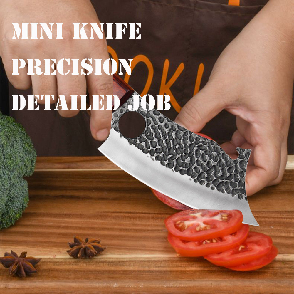 Astylway Outdoor Meat Cleaver Mini Kitchen Knife 6.5inch Full Tang with Leather Sheath Boning Viking Knives Multipurpose Grilling Camping Cooking Knife BBQ Tool