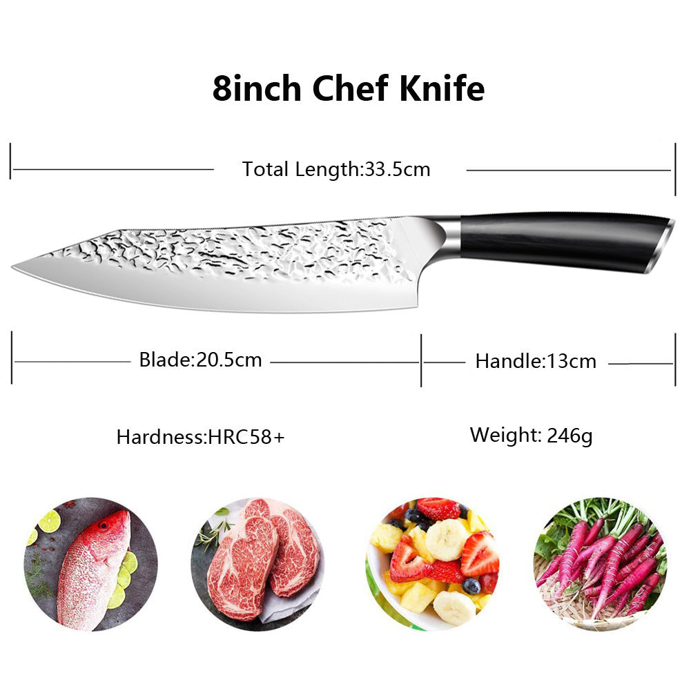 Astylway Chef Knife Starter 8 inch Super Sharp Chef's Knife Home Cook Kitchen Knife Premium Carbon Stainless Steel Universal knife with Ergonomic Wooden Handle in Gift Box