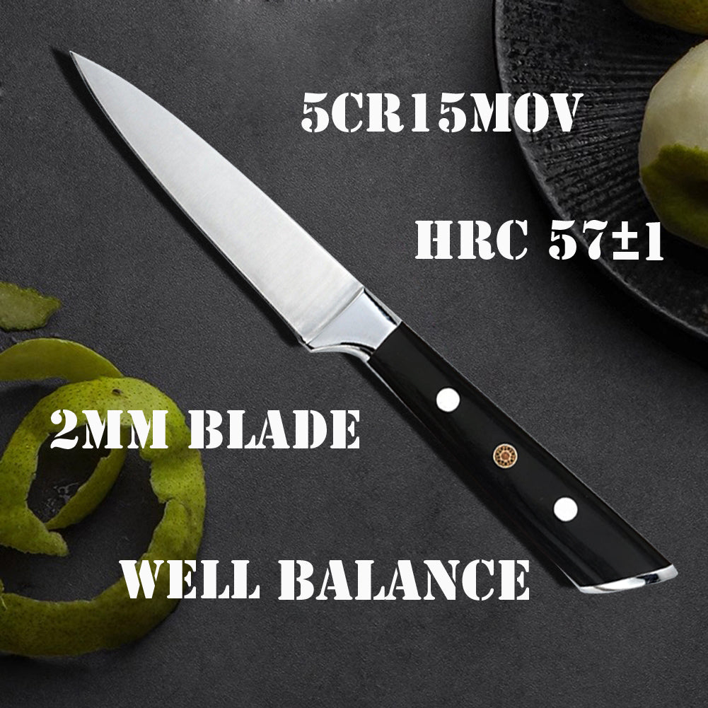 Astylway Paring Knife 3.5 inch Small Kitchen Knife Manual Sharpened 5Cr15Mov Stainless Steel Fruit Knife Full Tang with 3 Rivets in Ergonomic Pakkawood Handle